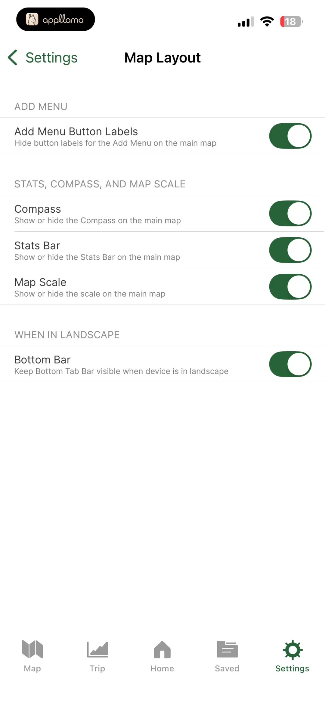 Map Layout Settings