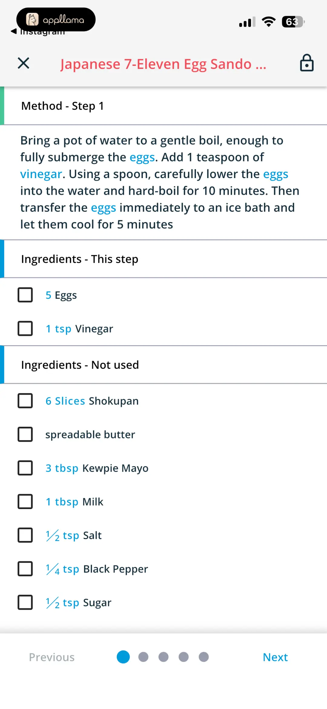 Cook Mode Step 1