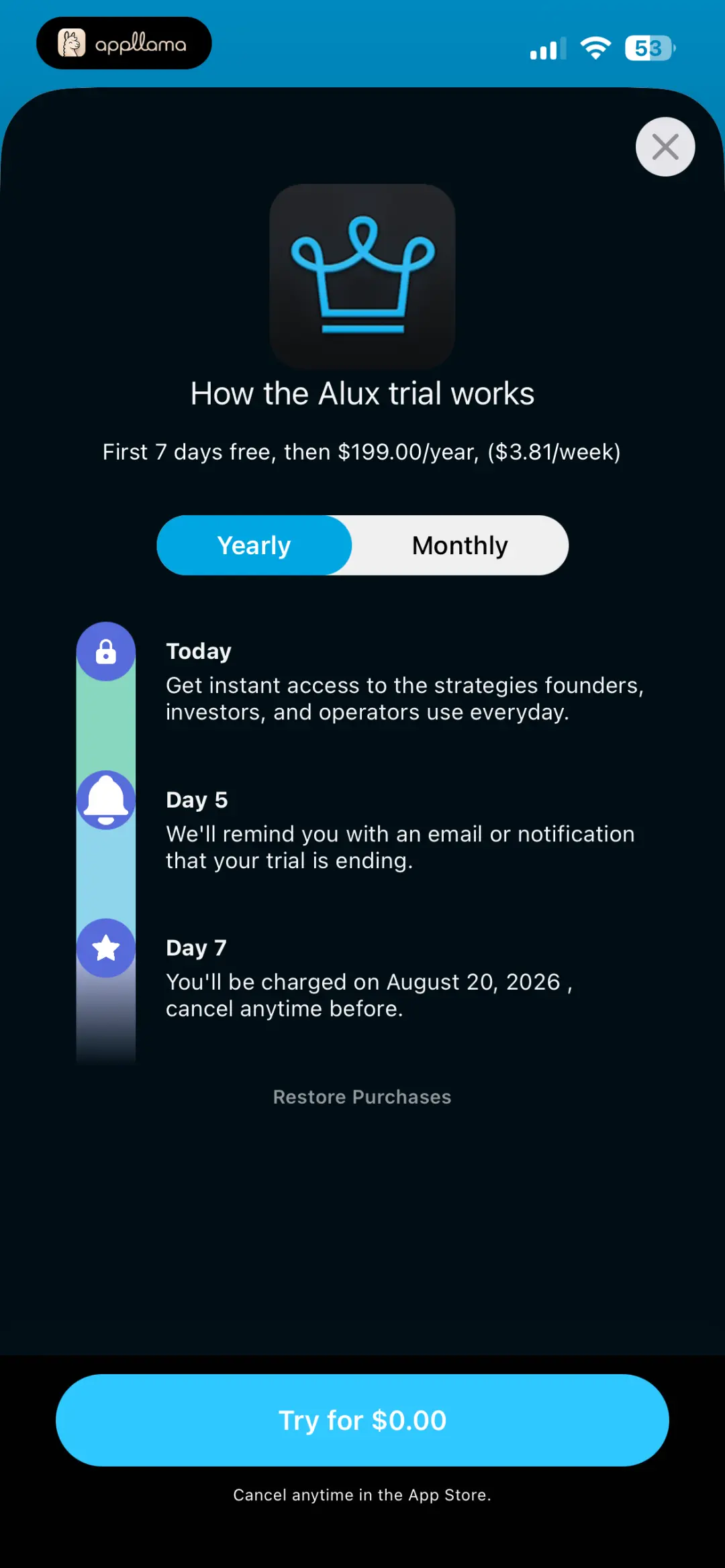 Yearly Trial Paywall