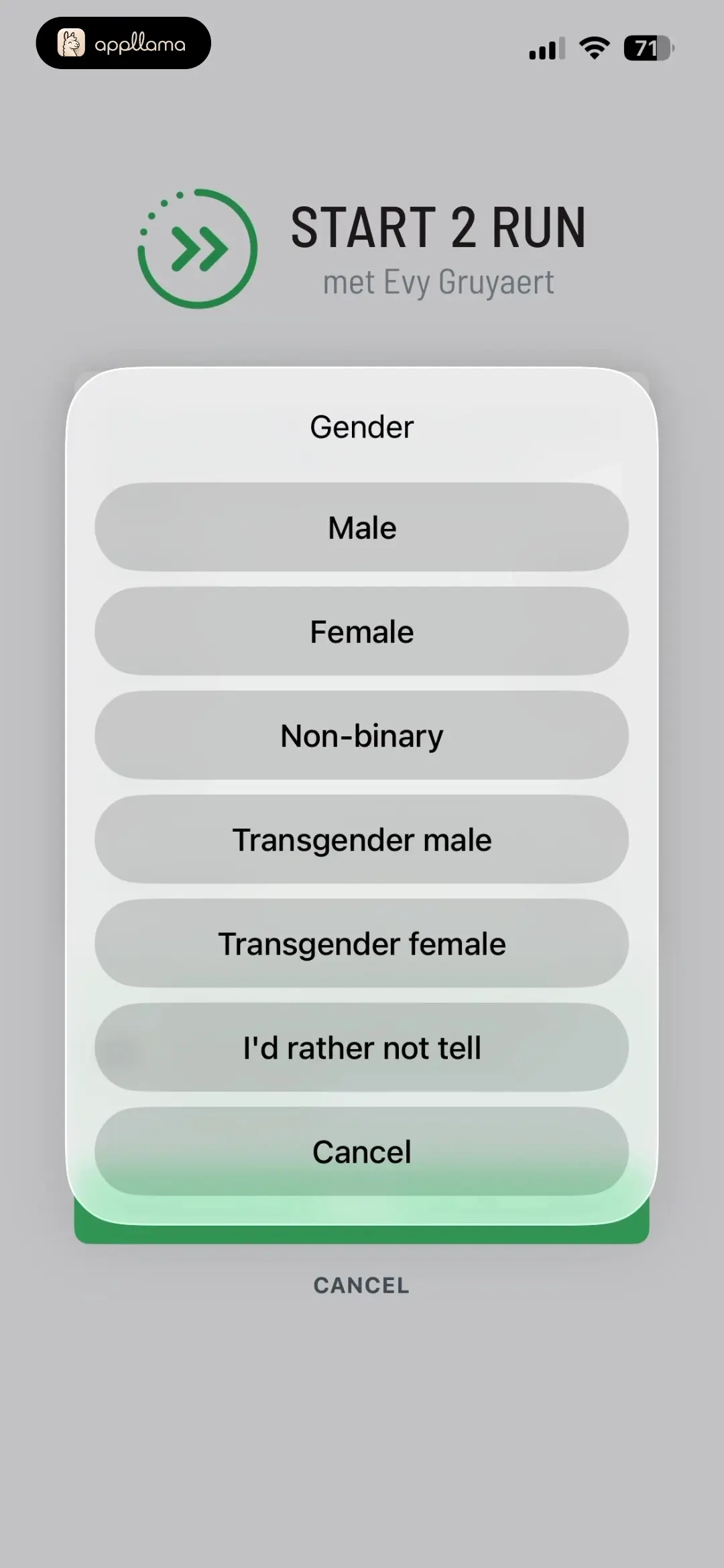 Gender Selection Sheet