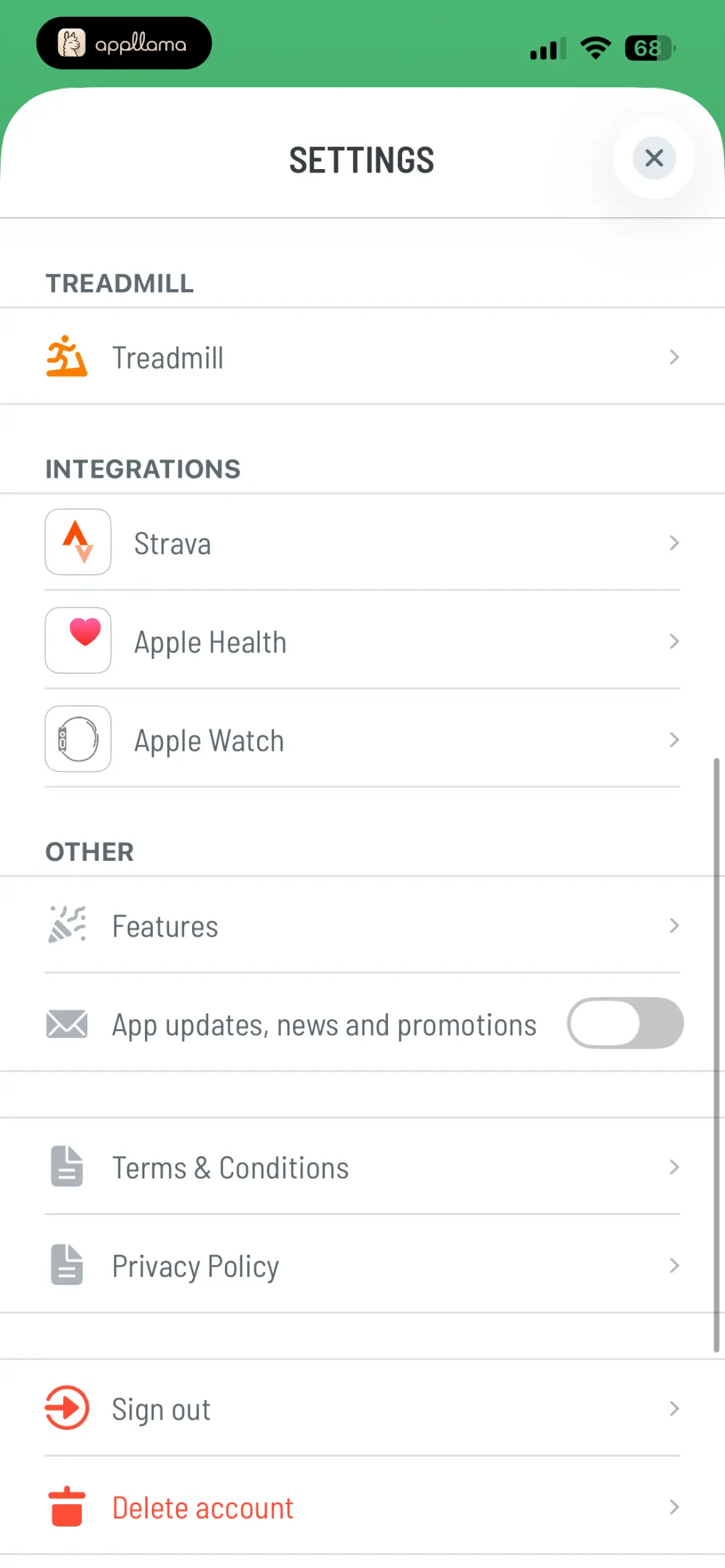 Settings Integrations