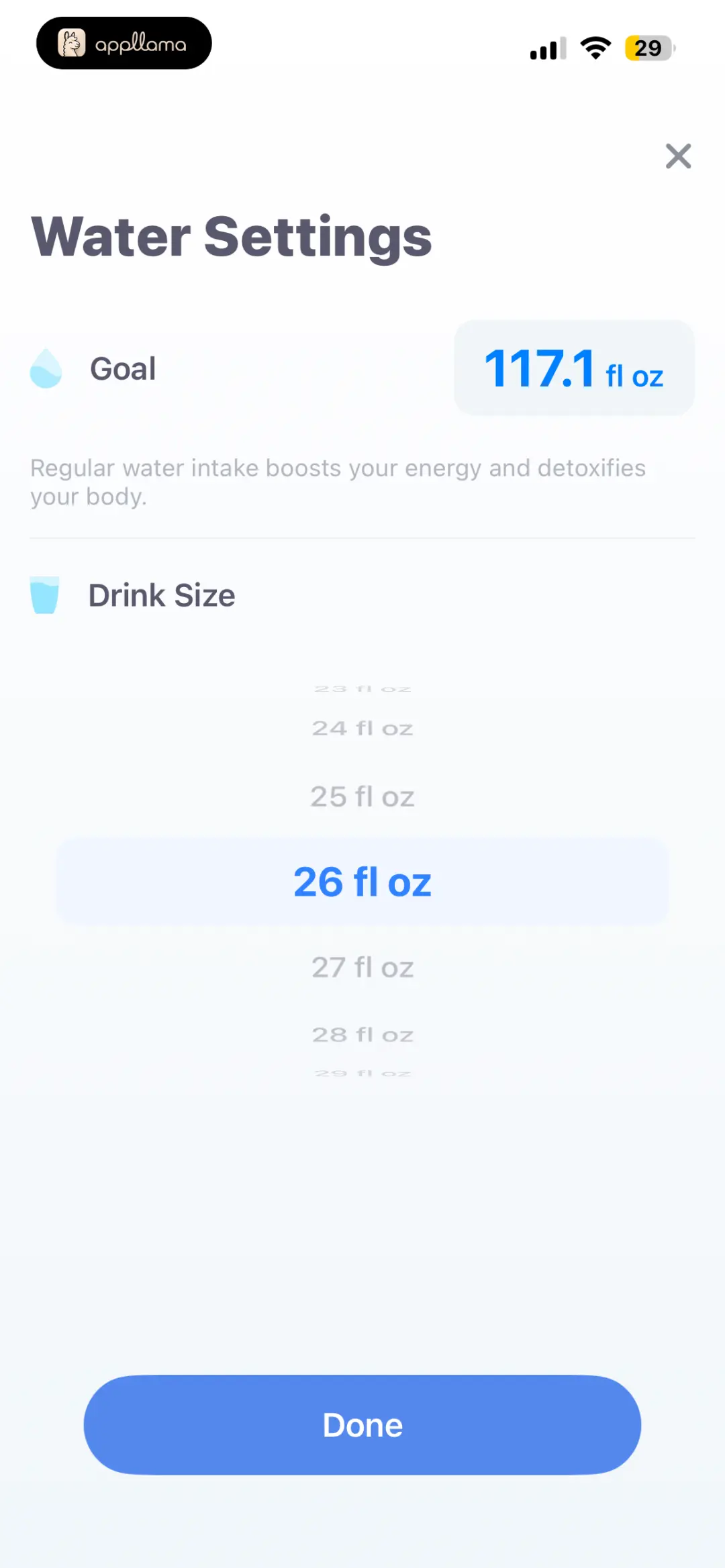 Water Goal Settings