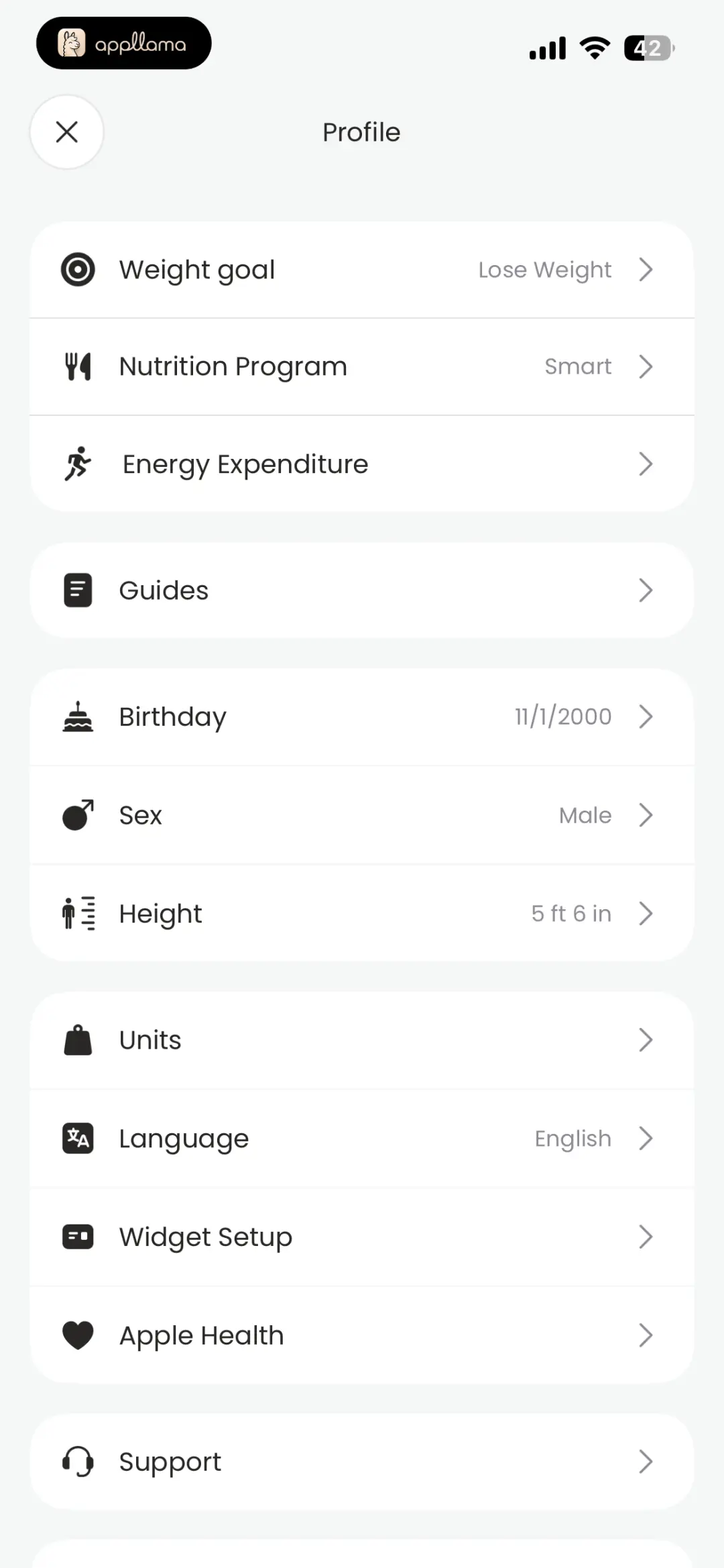 Profile Settings