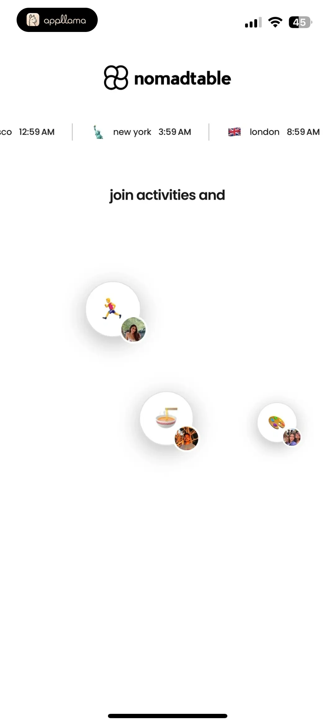 nomadtable: travel friends Onboarding Intro