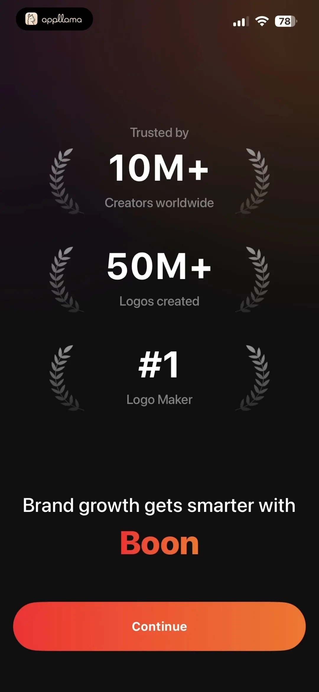 Boon: AI Logo Maker & Design Onboarding Stats