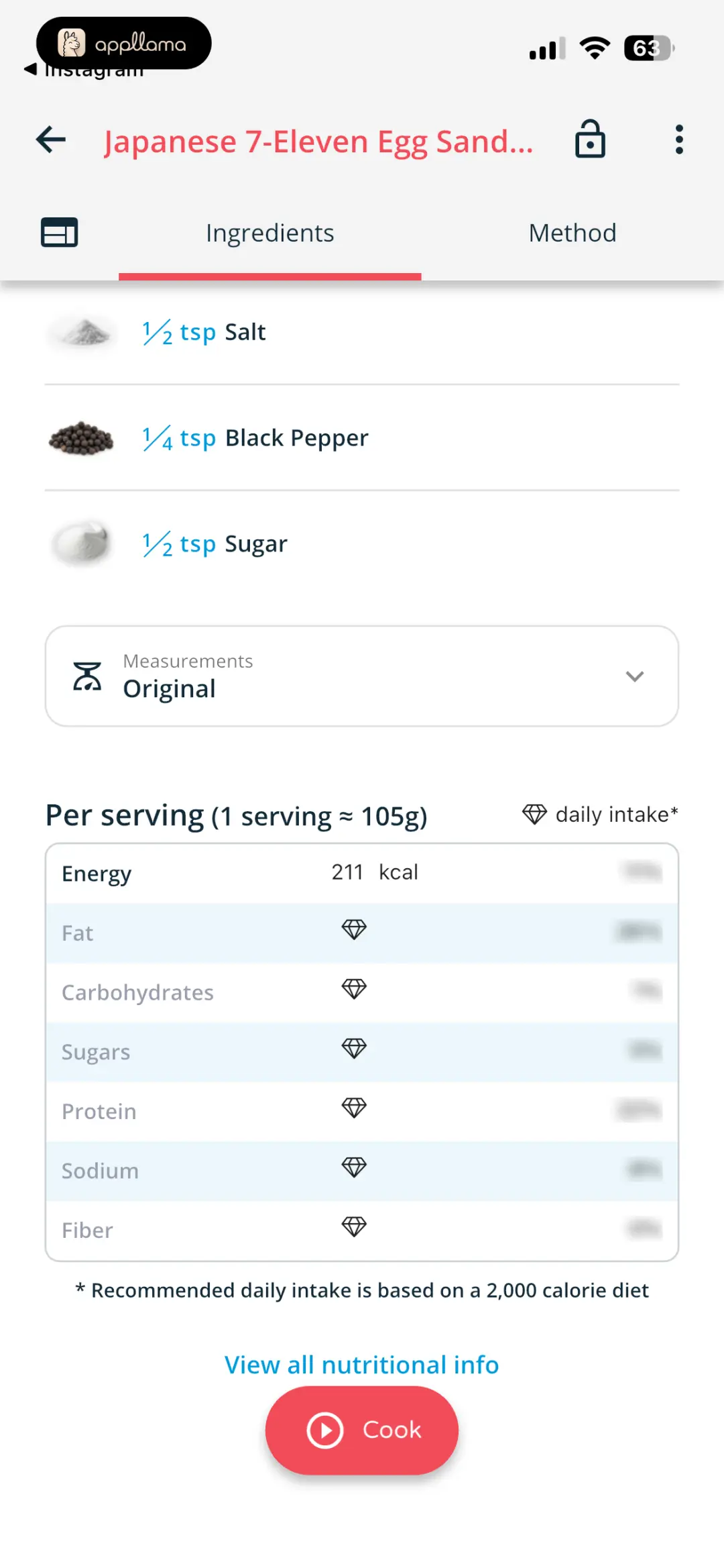 Recipe Nutrition Summary