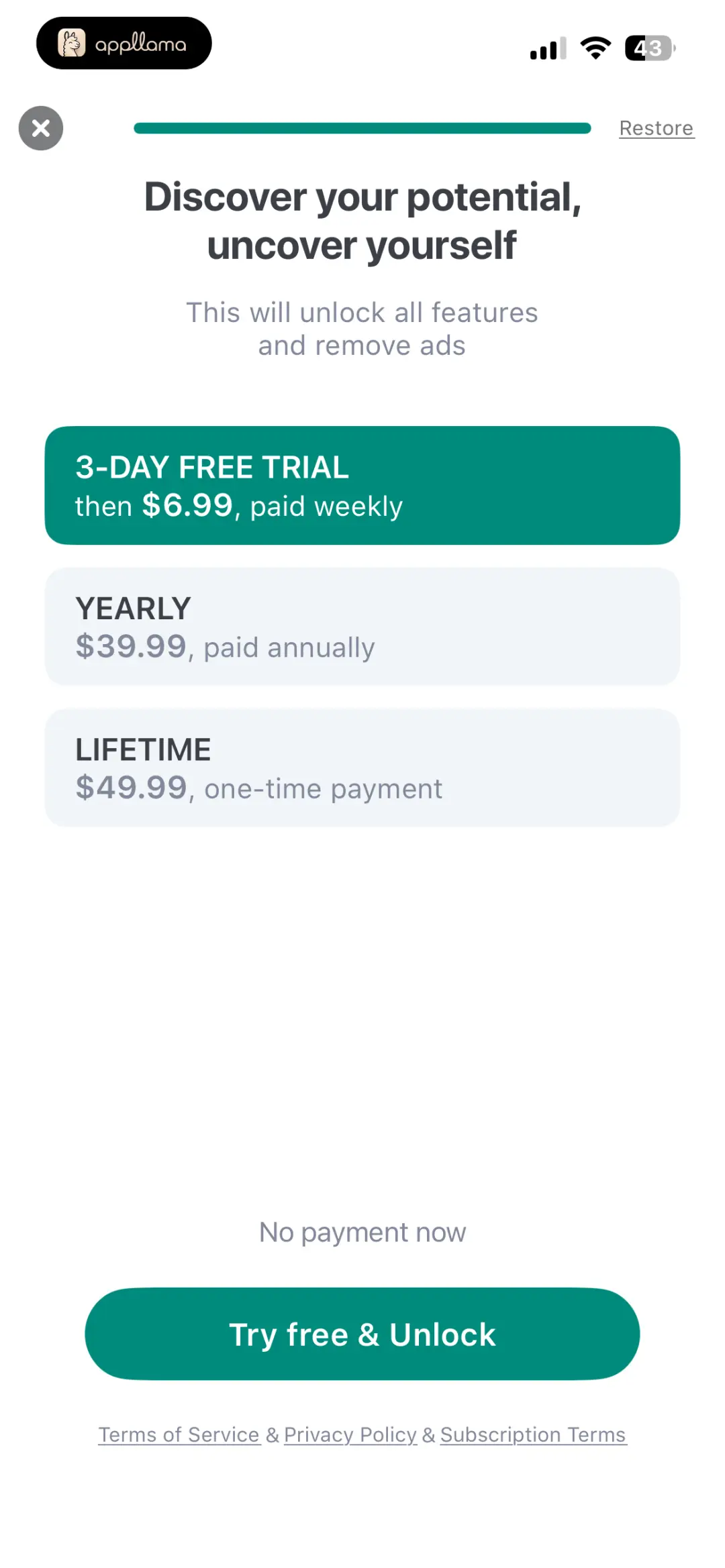 Subscription Plan Selection