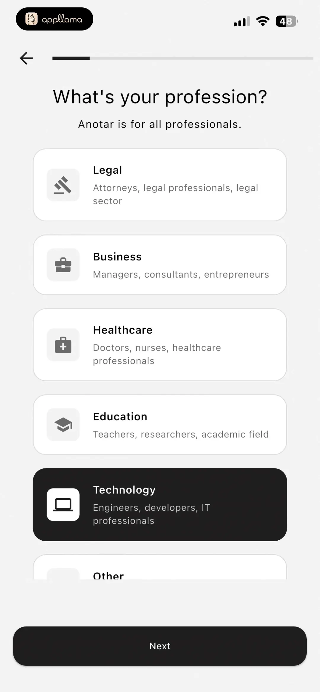 Profession Selection