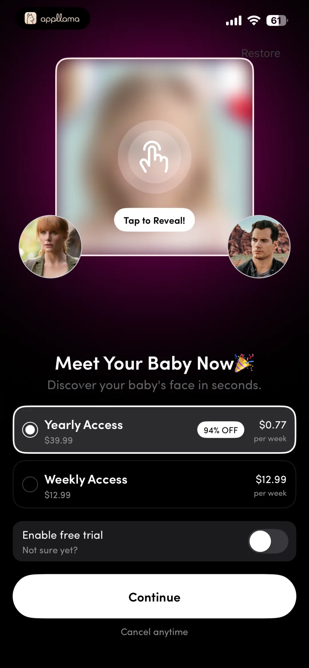 Baby Reveal Paywall