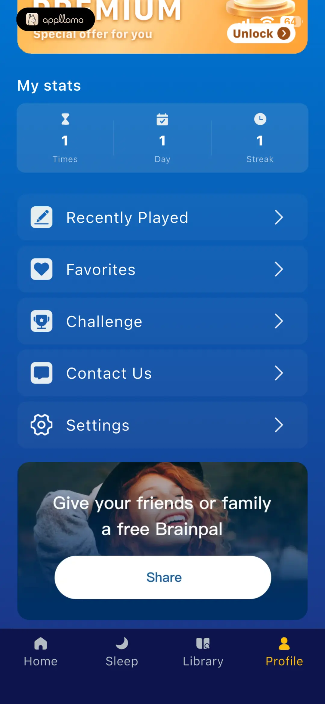 Profile Menu