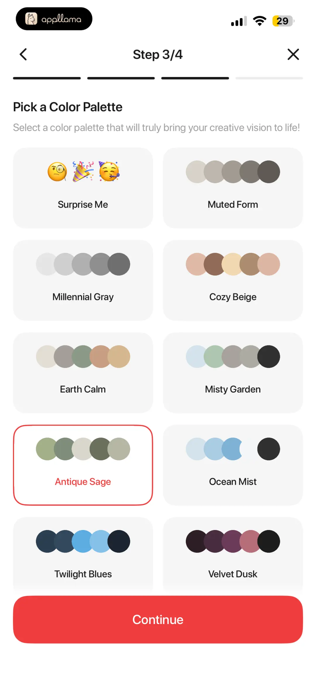 Color Palette Step