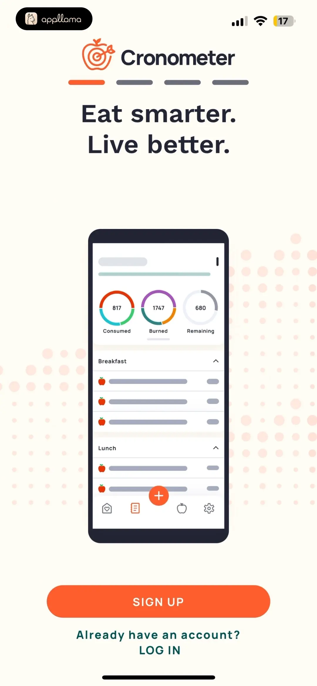Cronometer: Calorie Counter Onboarding Intro