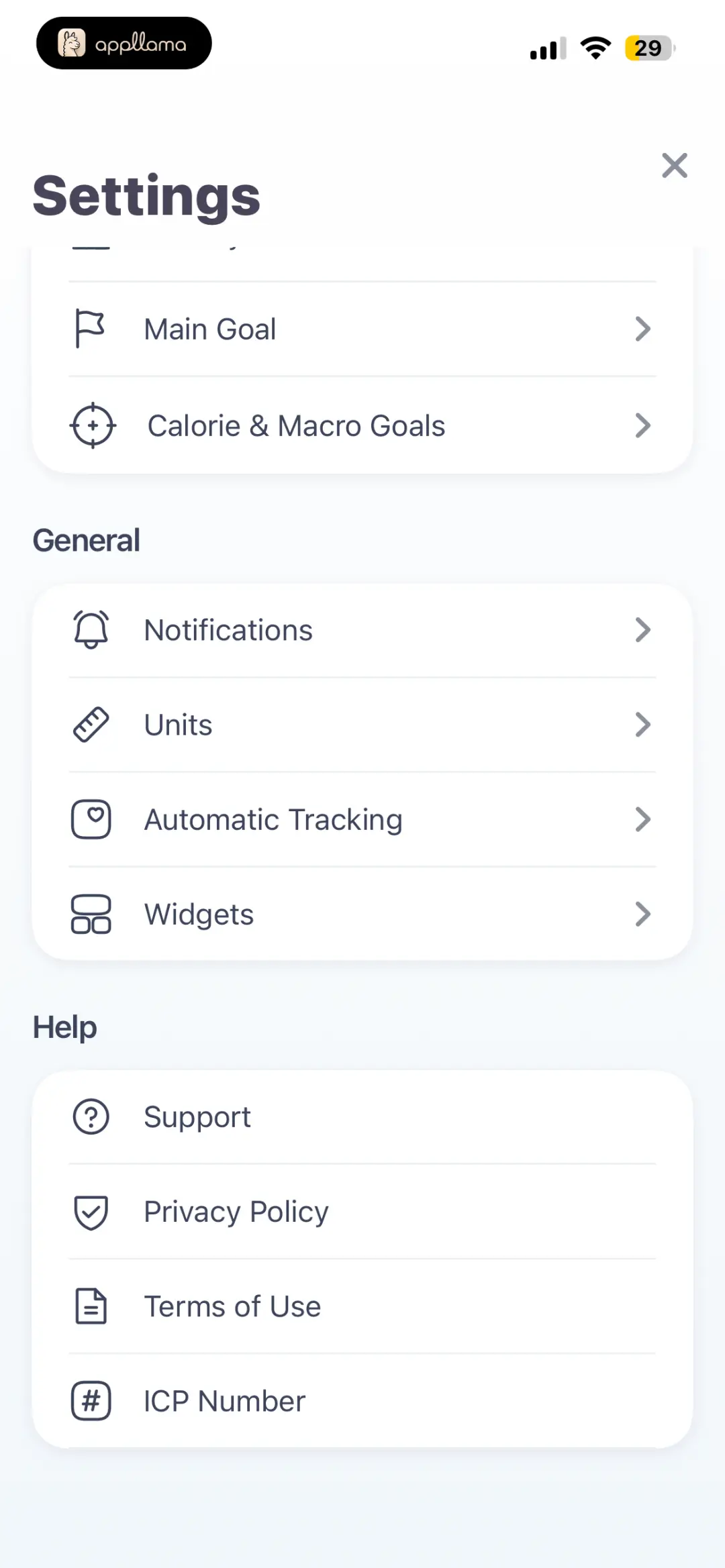 Settings General