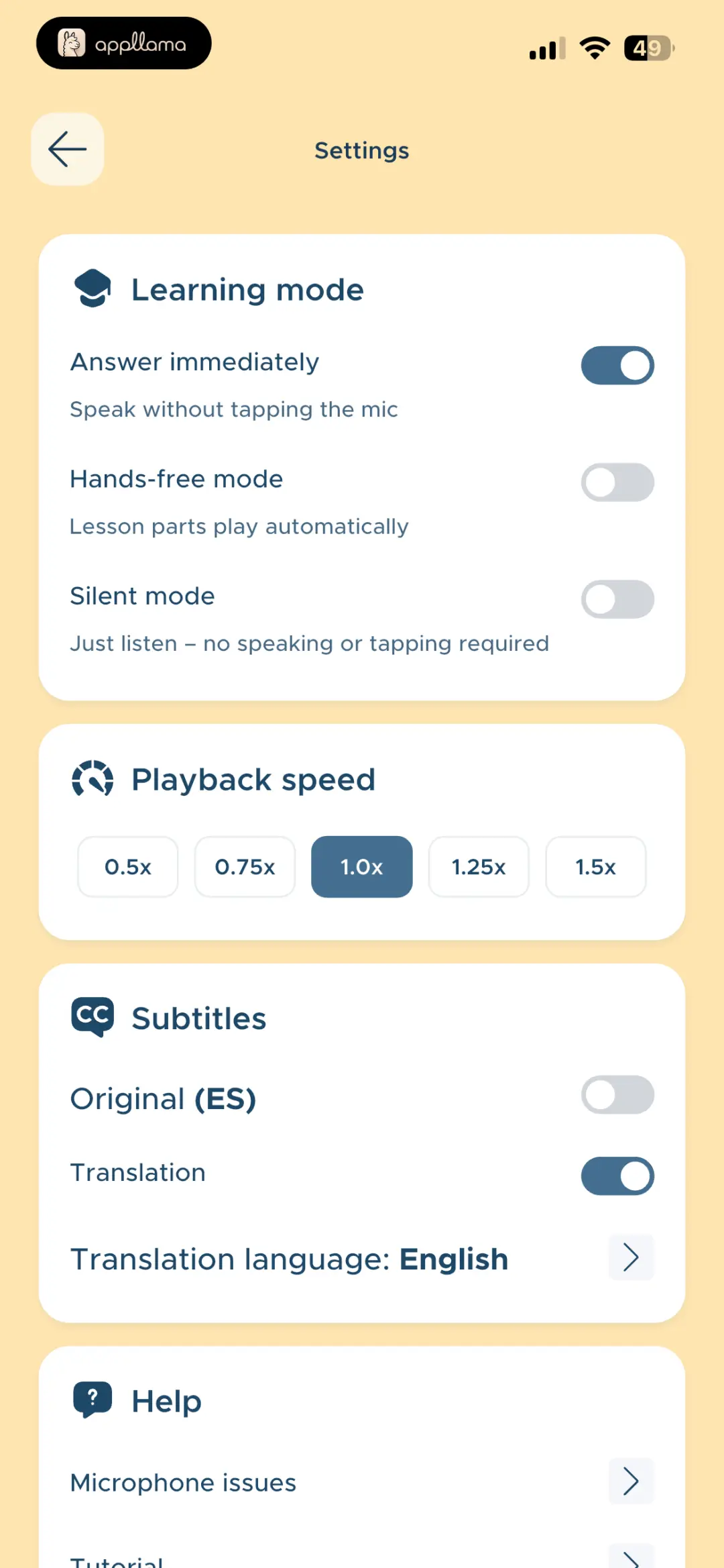 Playback Settings