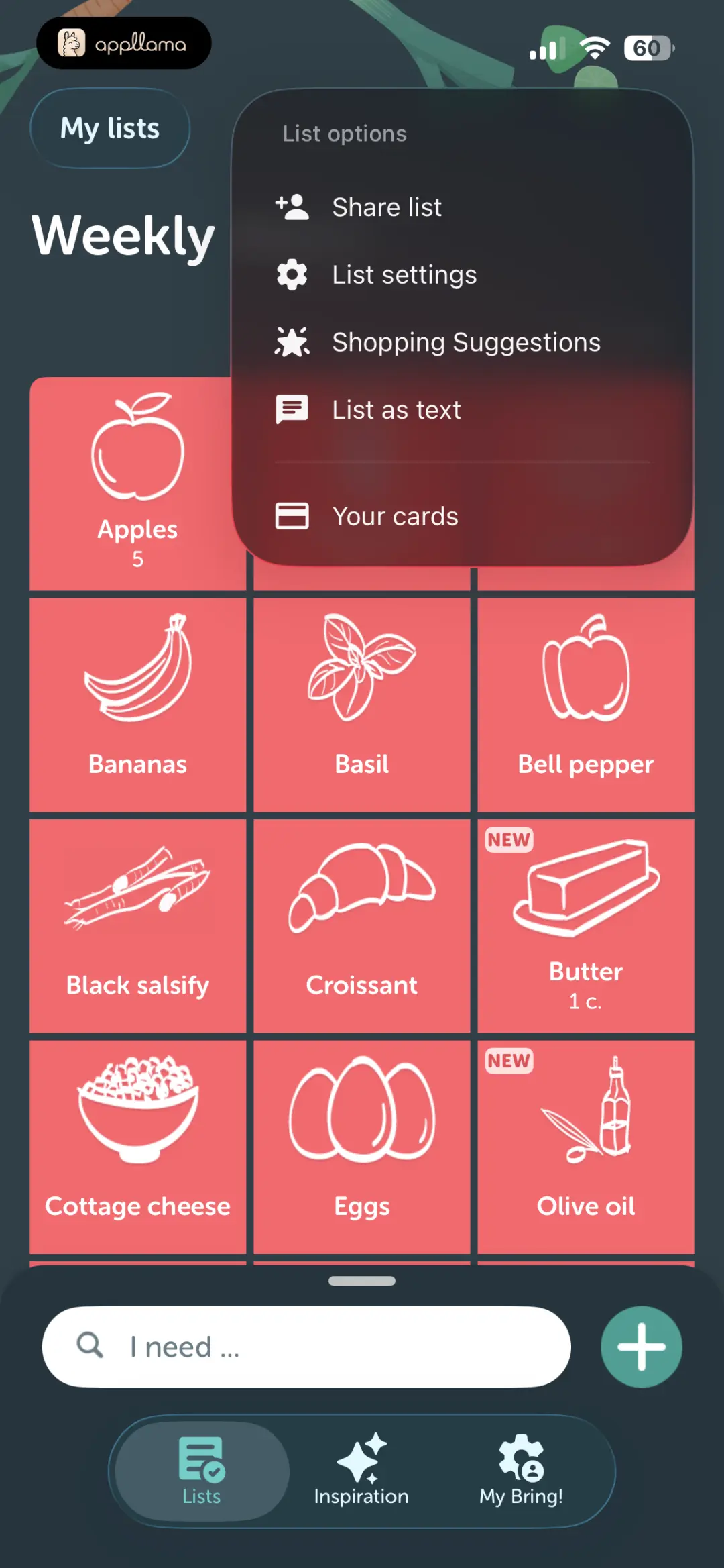 List Overflow Menu