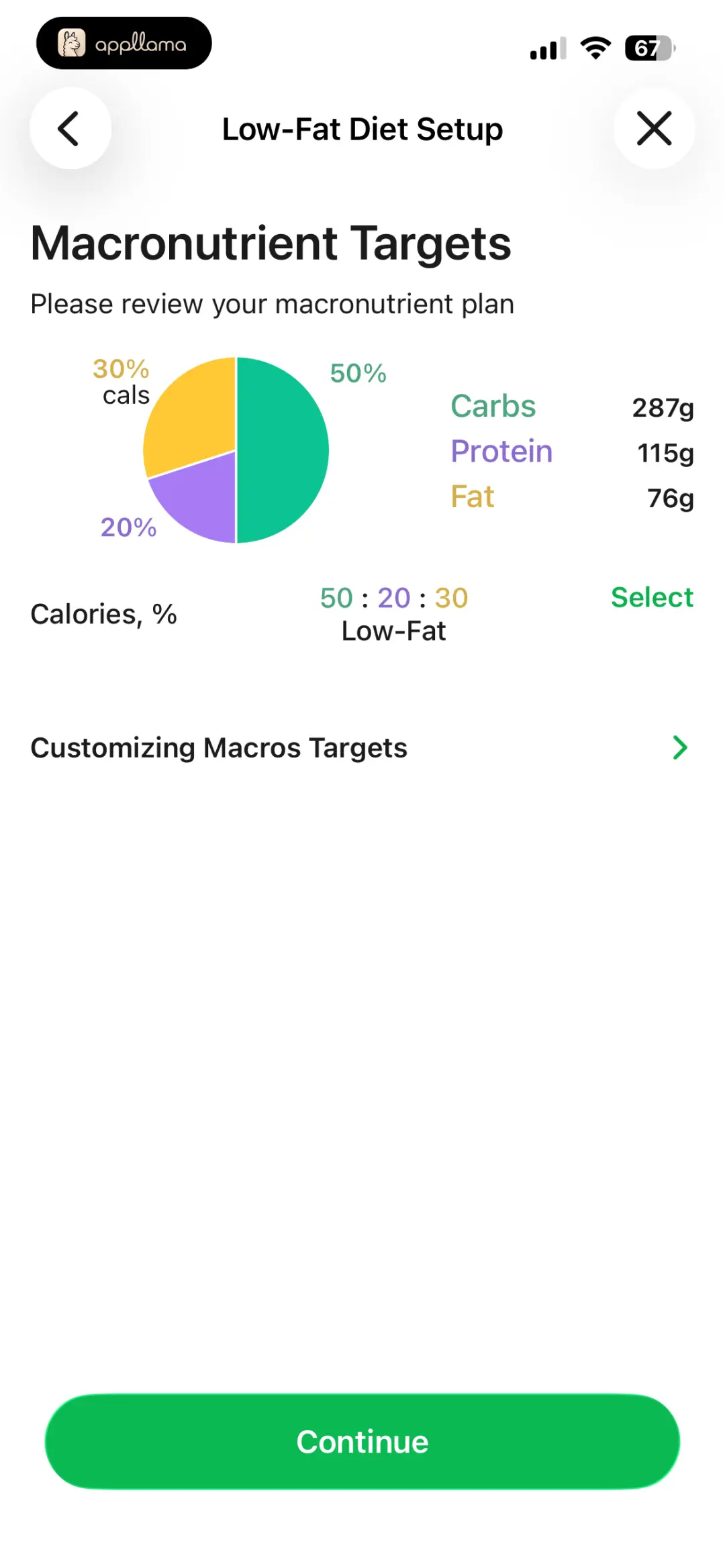 Macro Target Setup