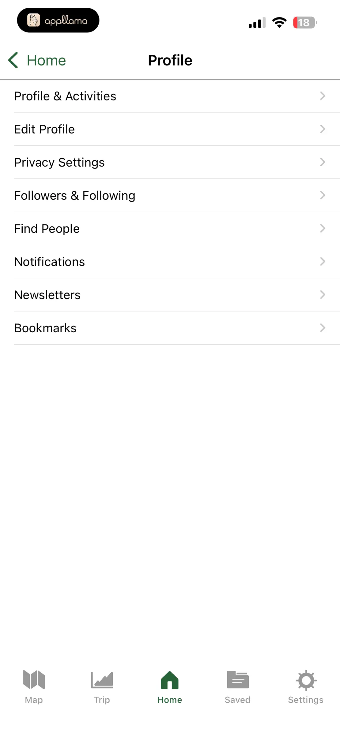 Profile Menu