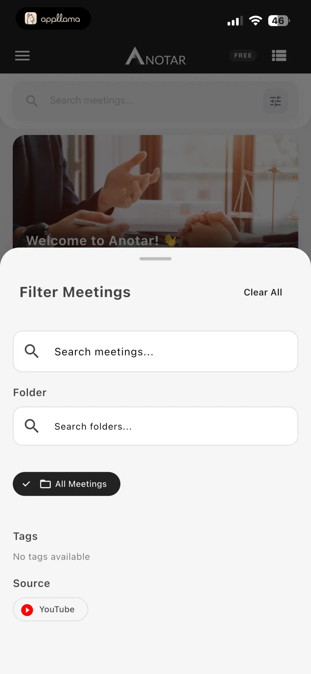 Filter Meetings