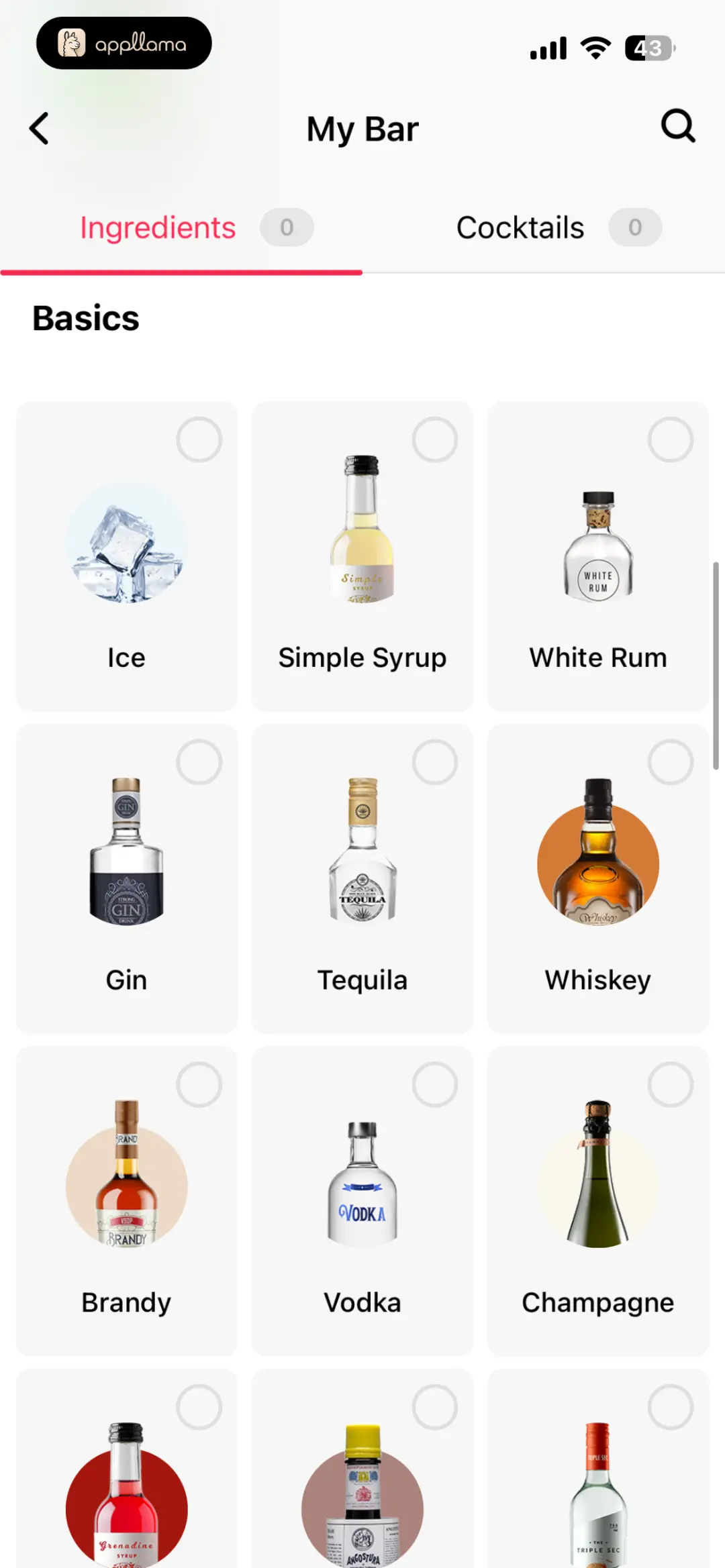 My Bar Ingredient Picker
