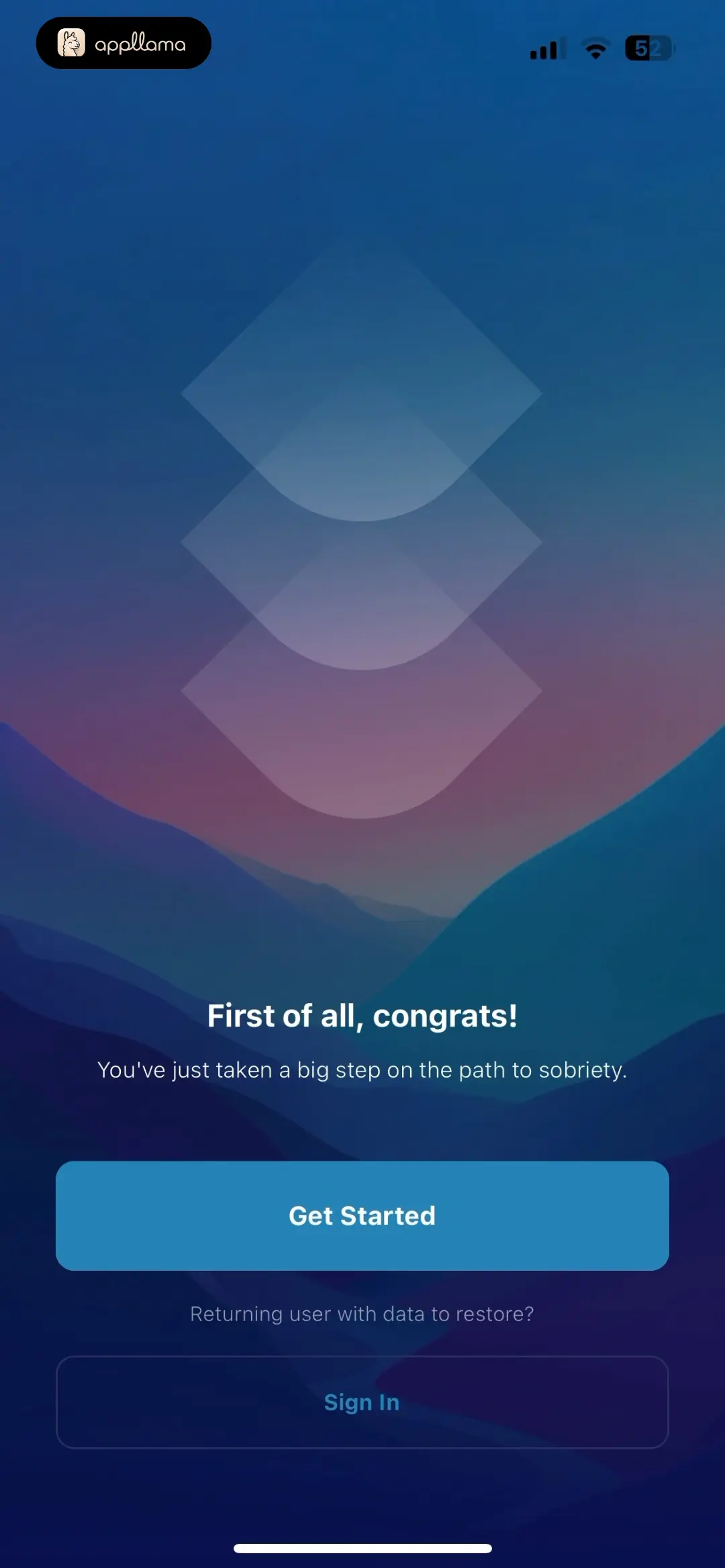 I Am Sober Onboarding Welcome