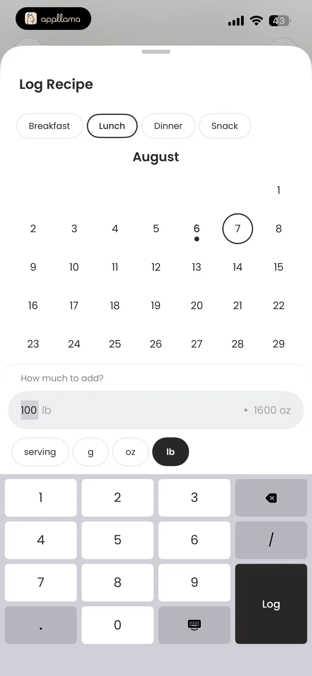 Log Recipe Entry