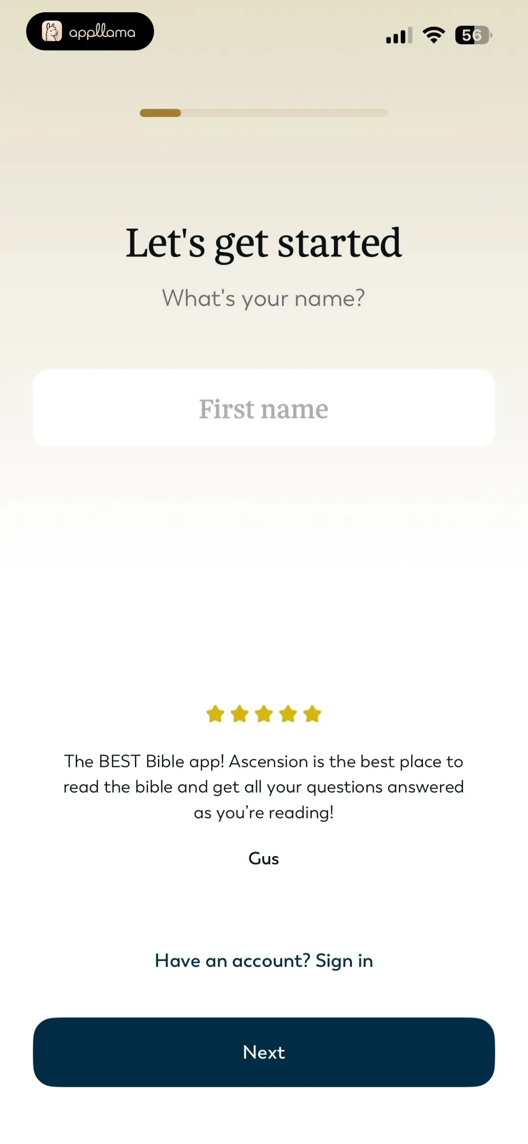 Onboarding Name Entry