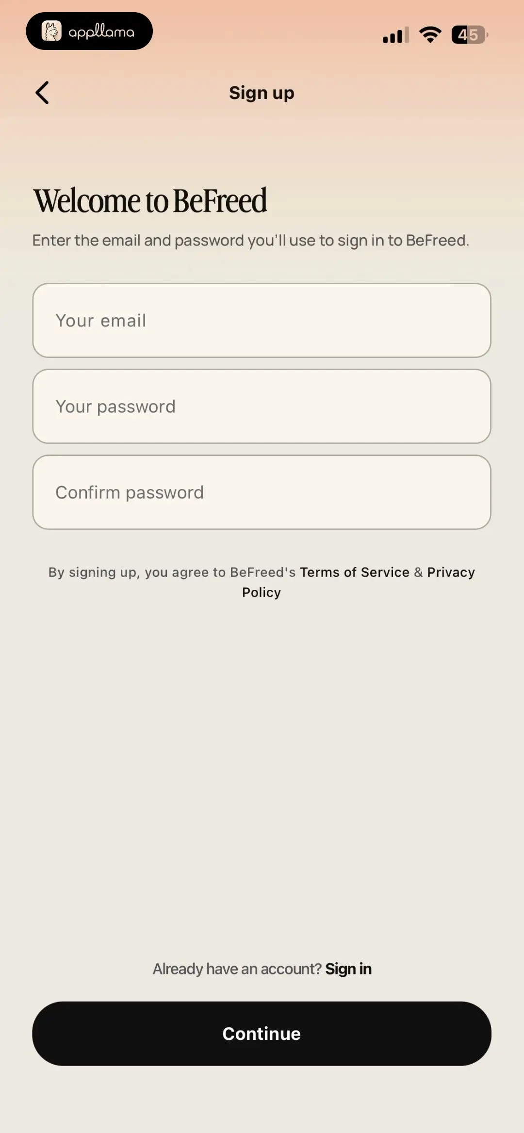 Email Sign Up