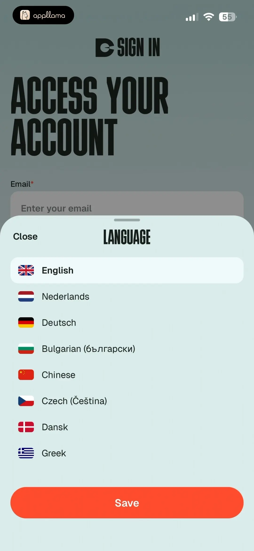 DartCounter Language Selection