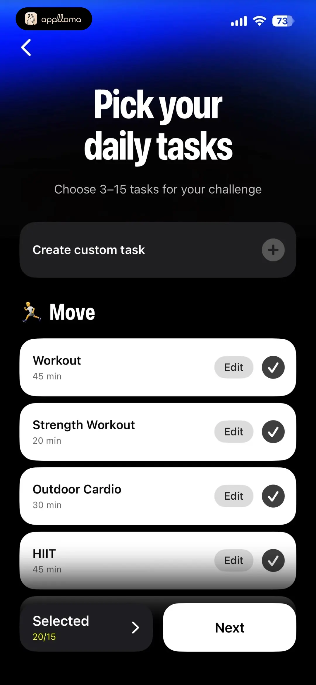 Daily Task Selection