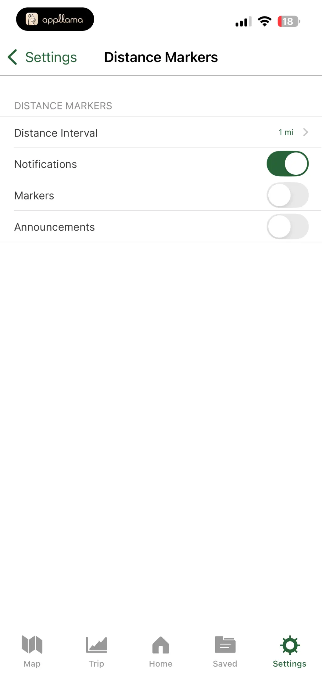 Distance Marker Settings