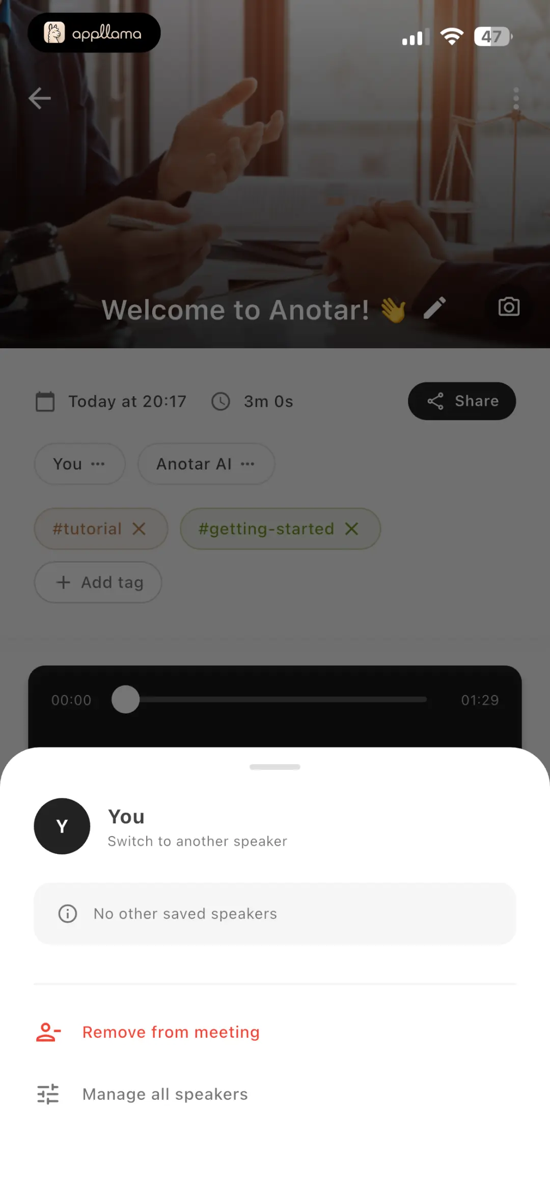 Speaker Actions Sheet