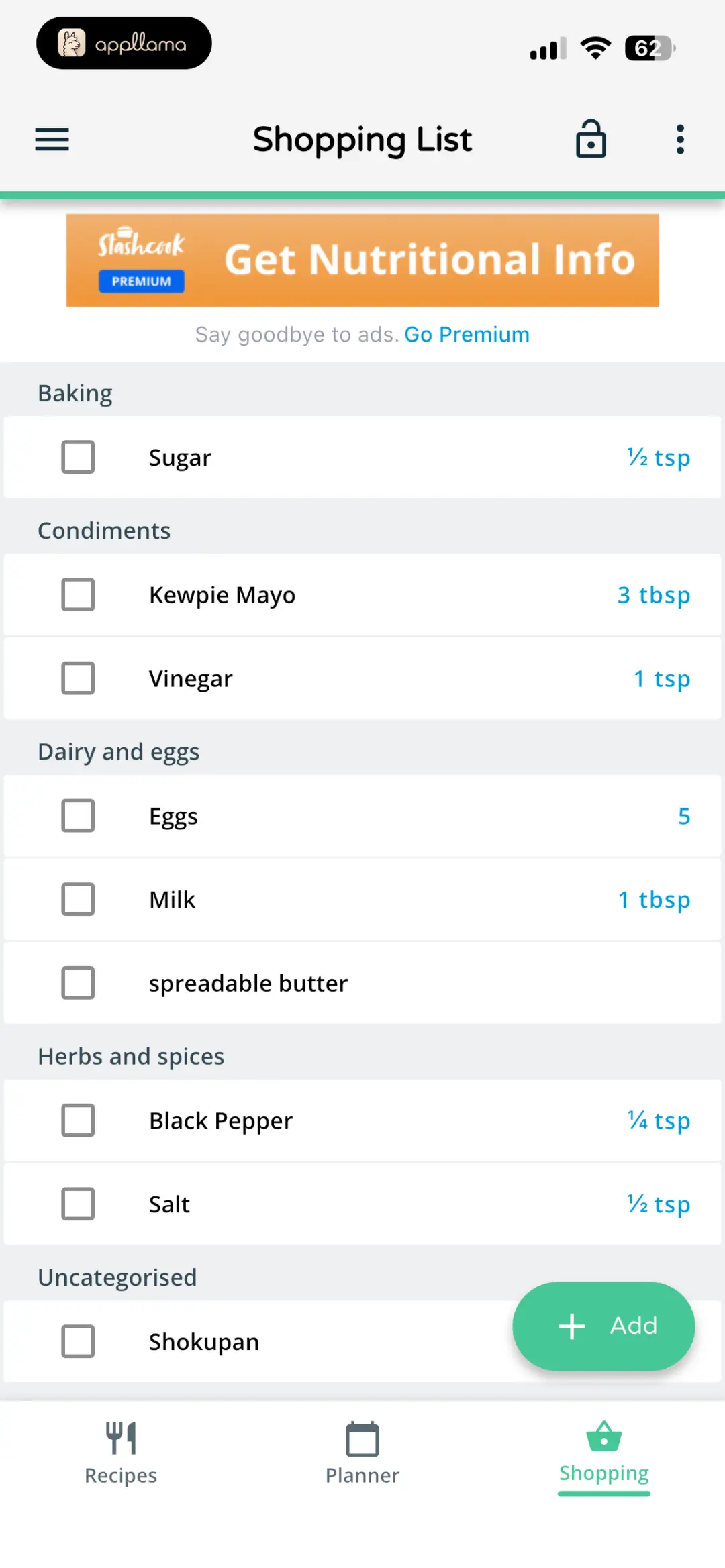 Shopping List