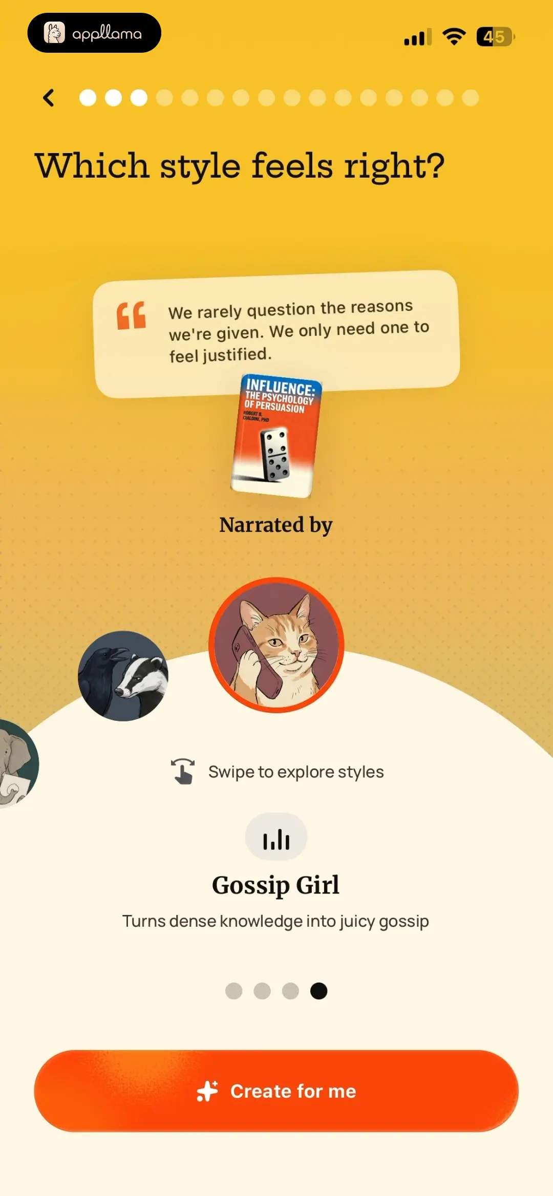 Narration Style Selection