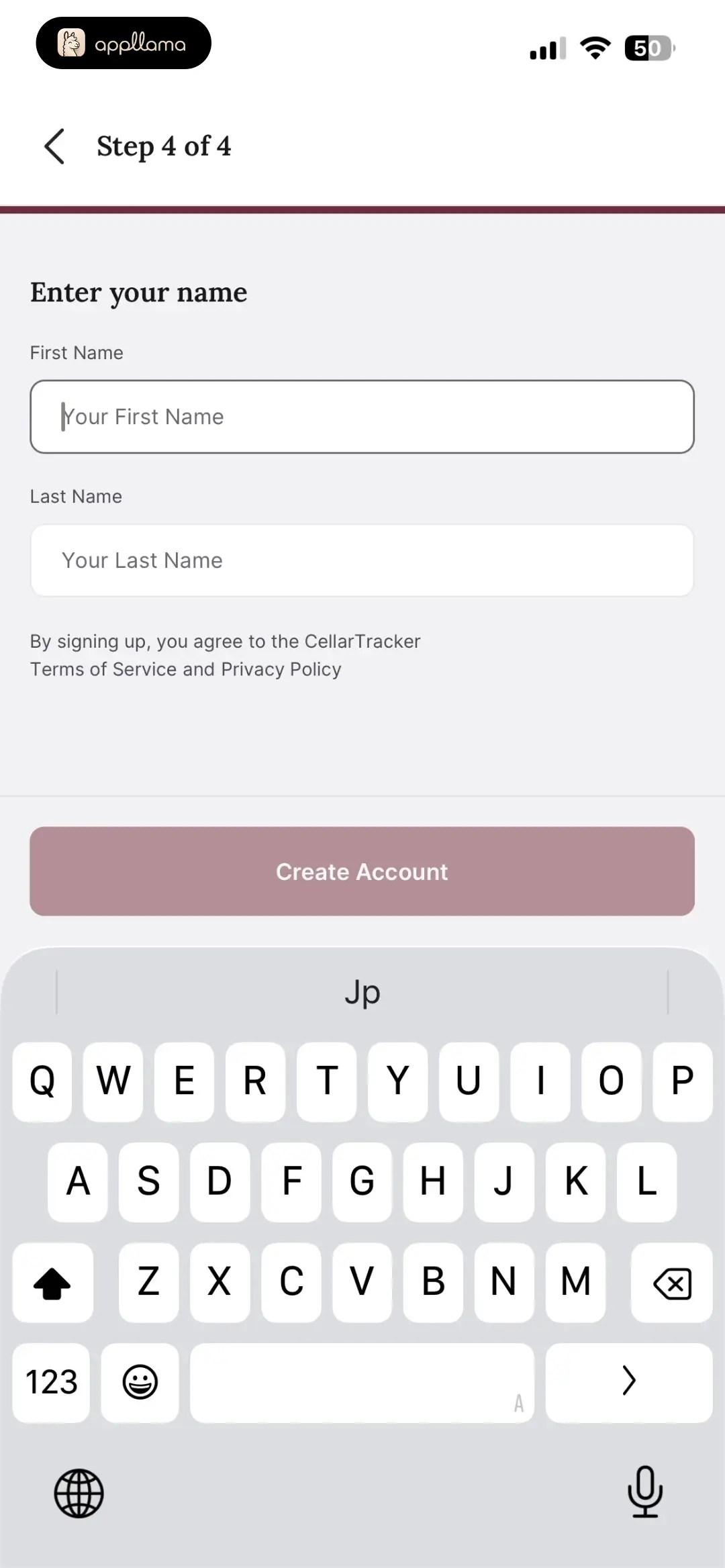 Sign Up Name