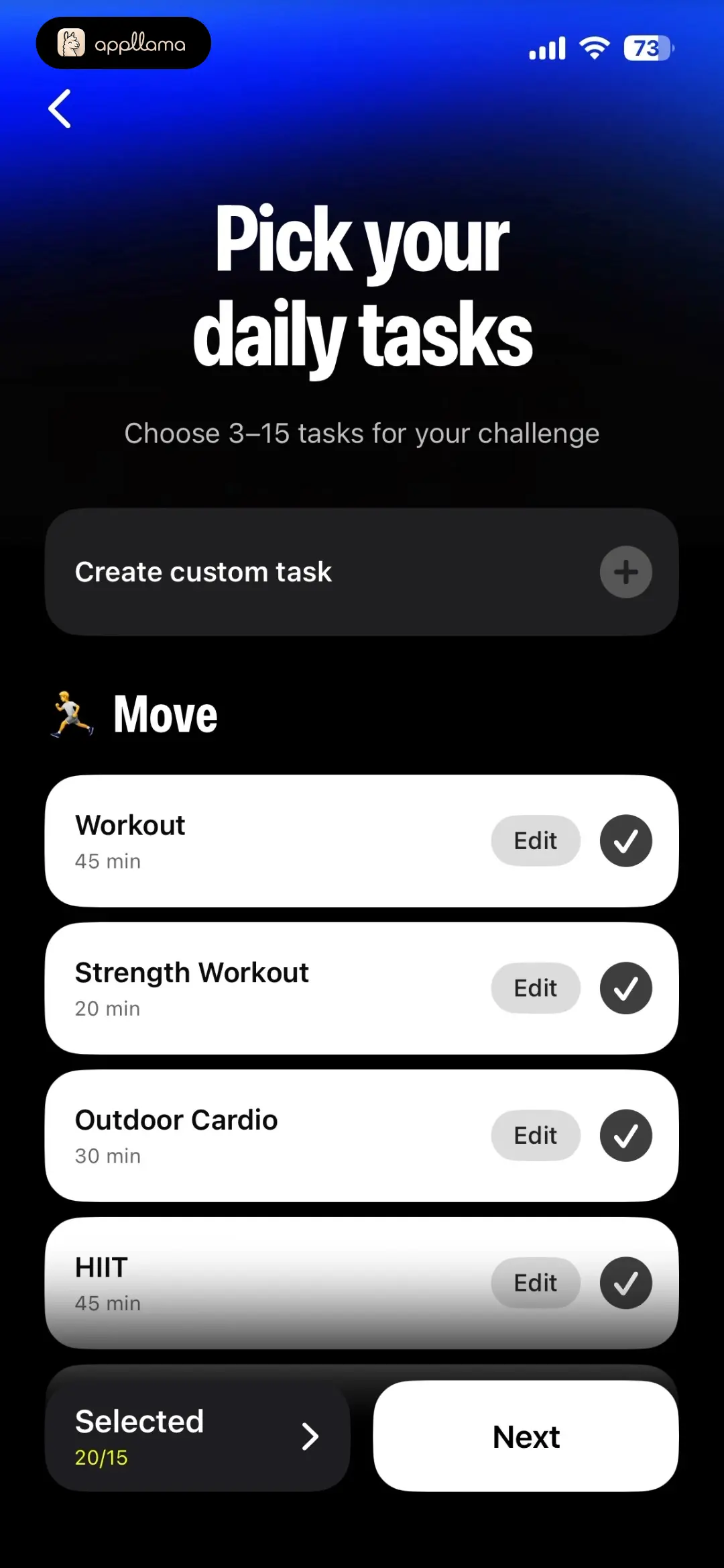 Daily Task Selection