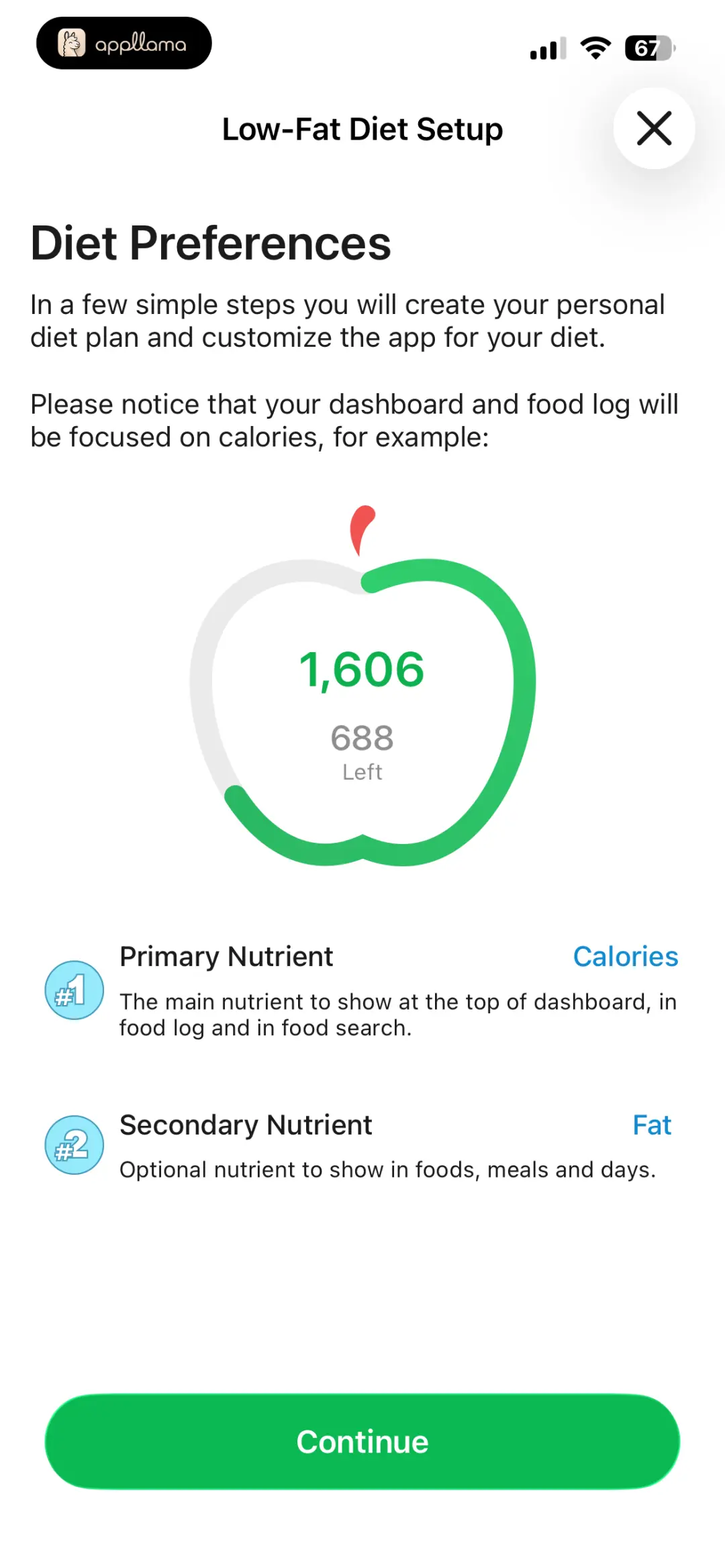 Calorie Target Setup