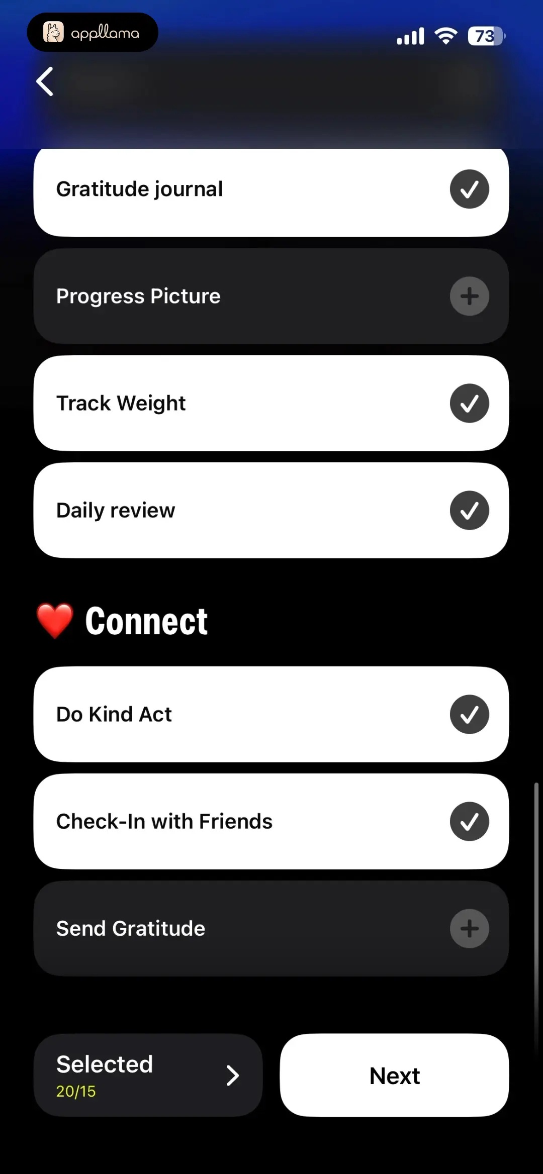 Daily Task Selection