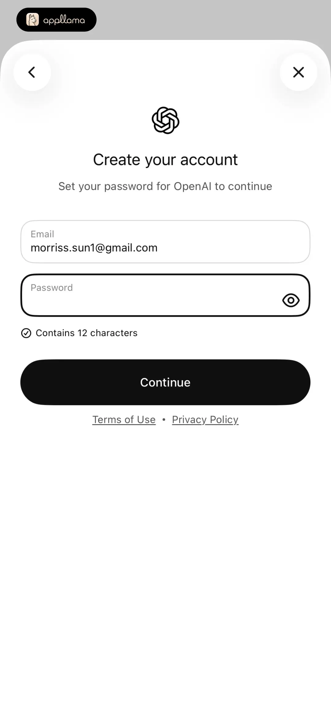 Create Account Valid