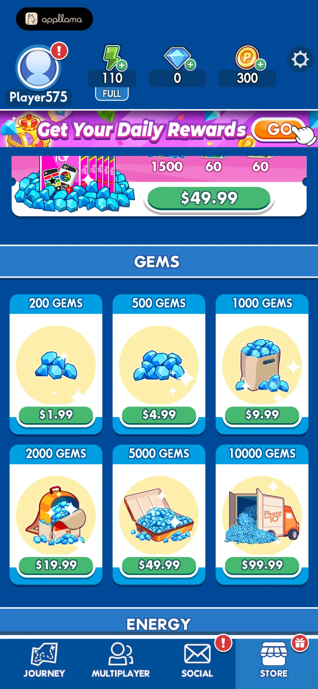 Store Catalog: Gem Packs