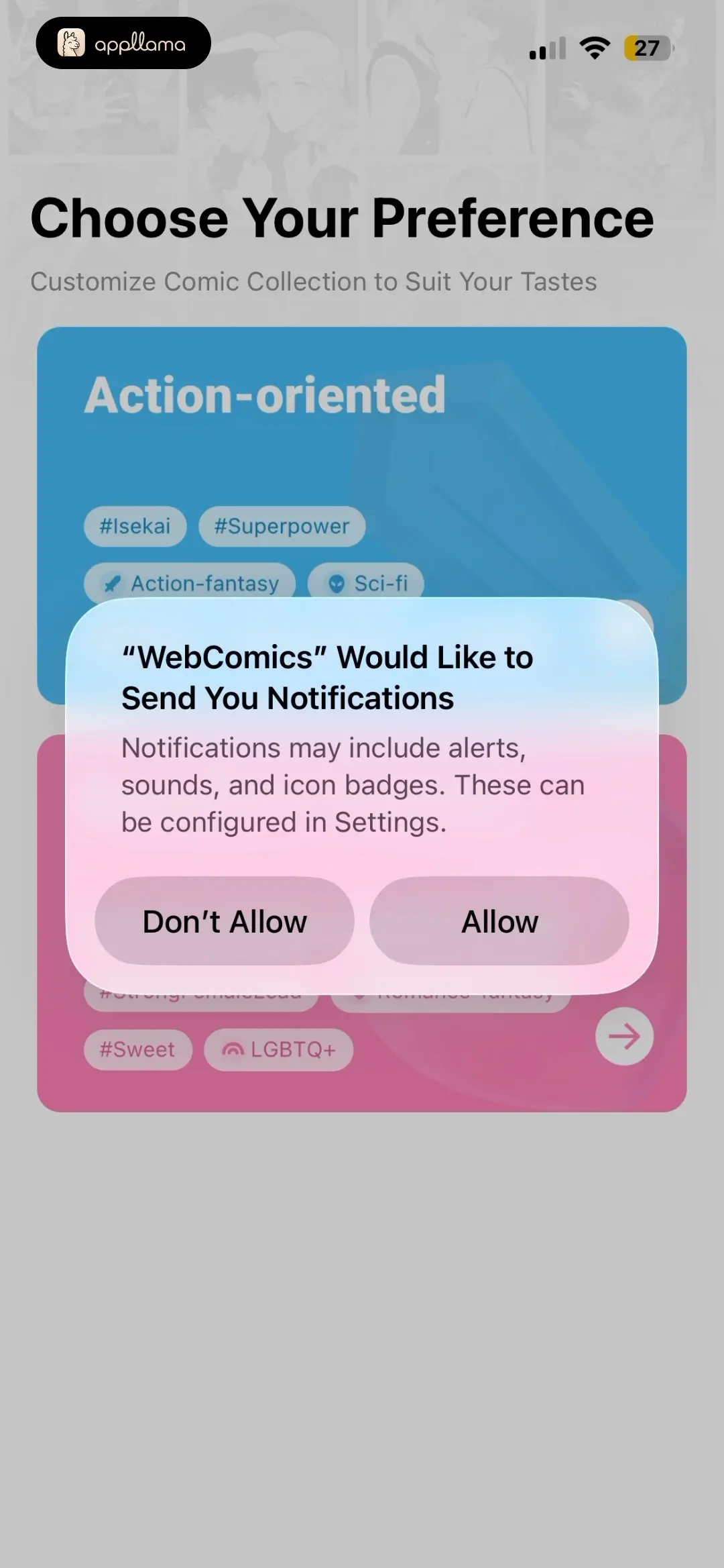 WebComics - Webtoon, Manga Notification Permission