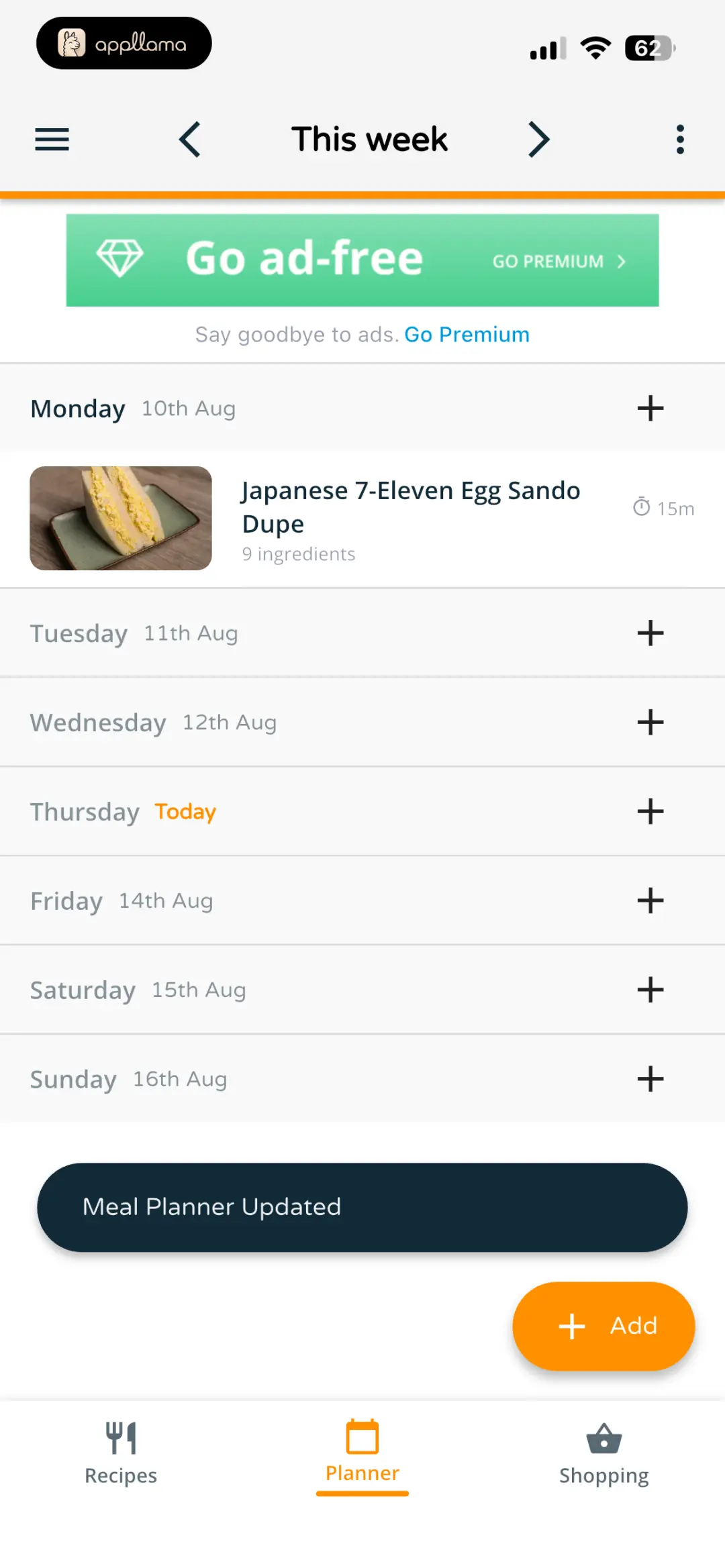 Weekly Planner Populated