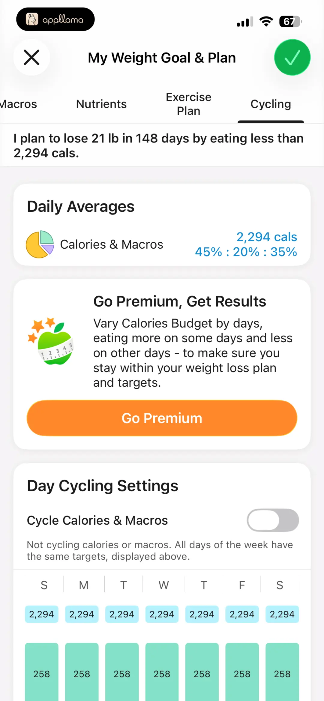 Daily Calorie Targets