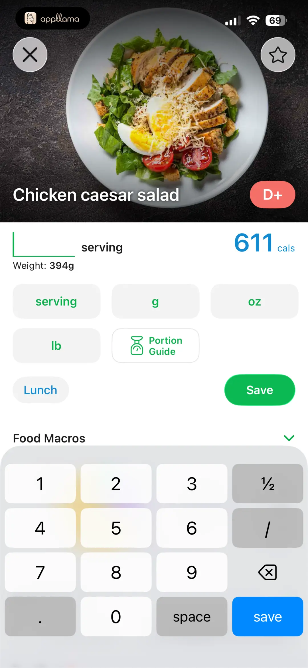 Food Quantity Entry