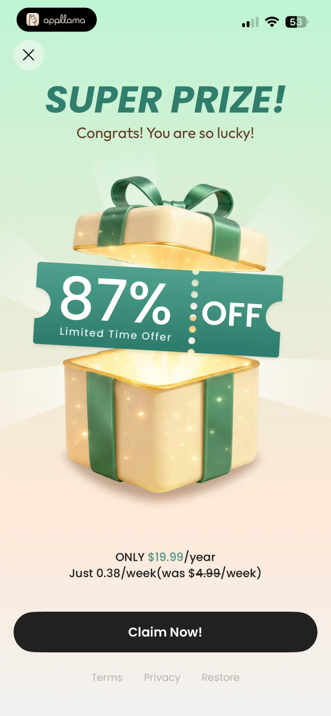 Prize Discount Paywall