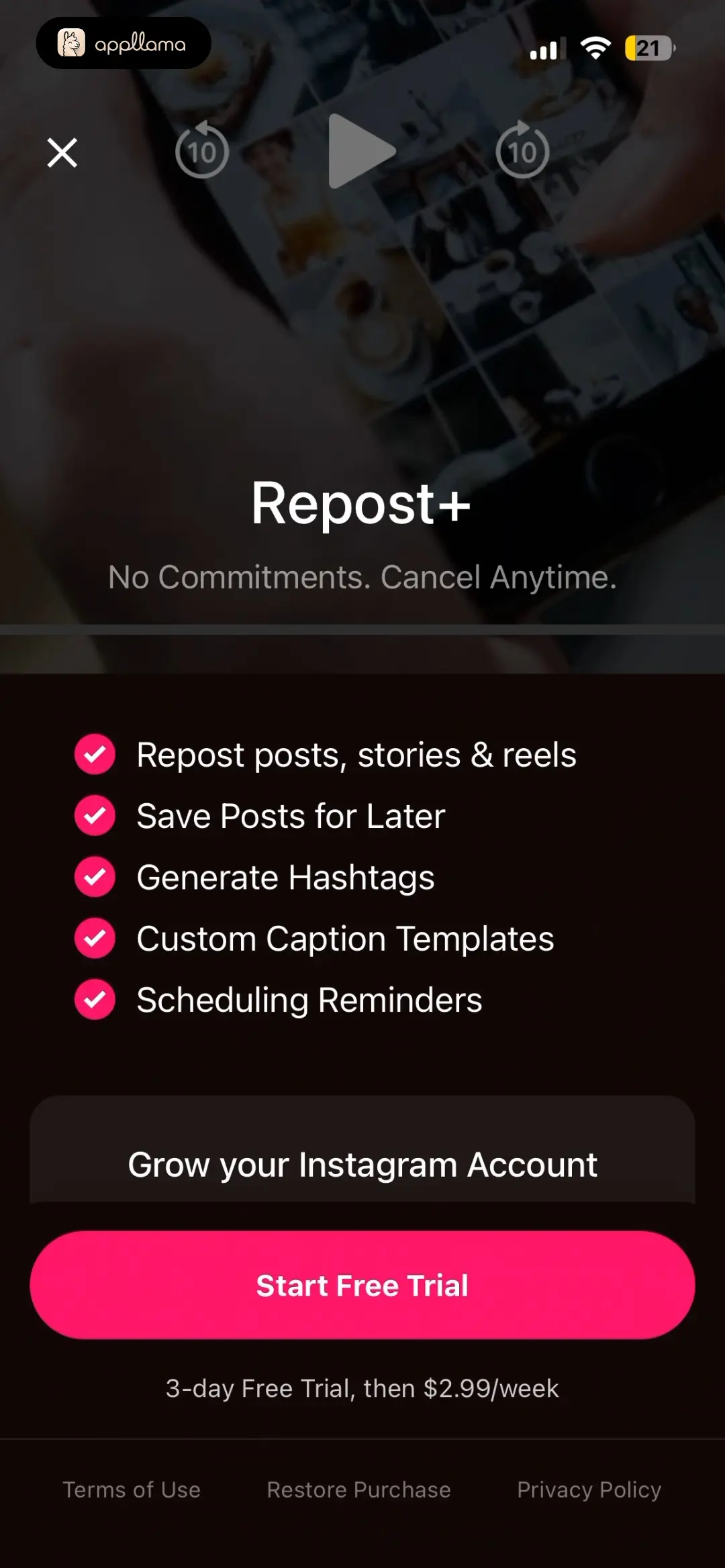 Repost+ for Instagram . Subscription Offer