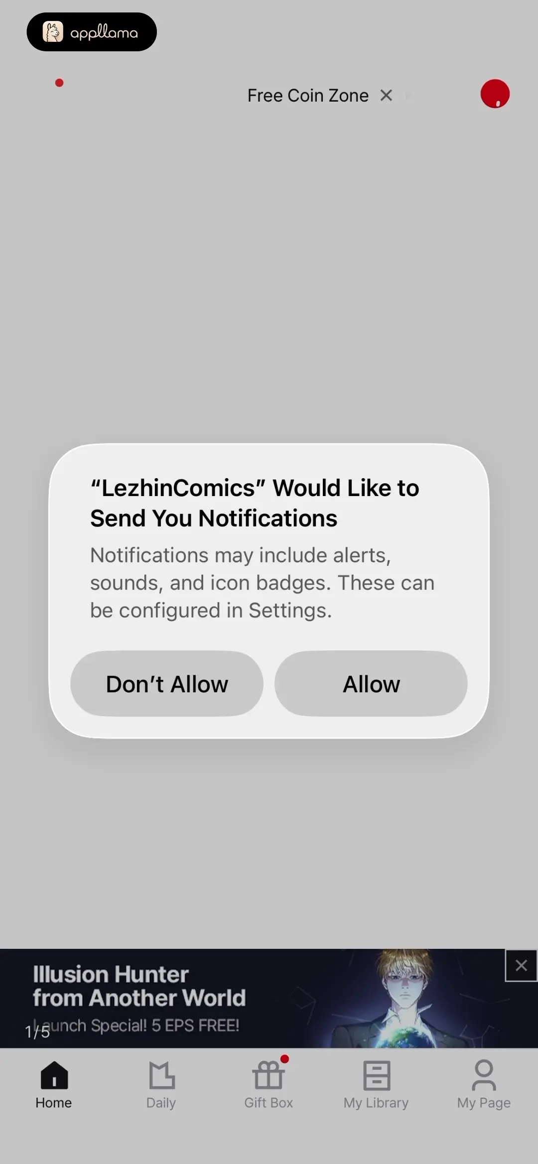 Lezhin Comics-Premium Webtoons Notification Permission