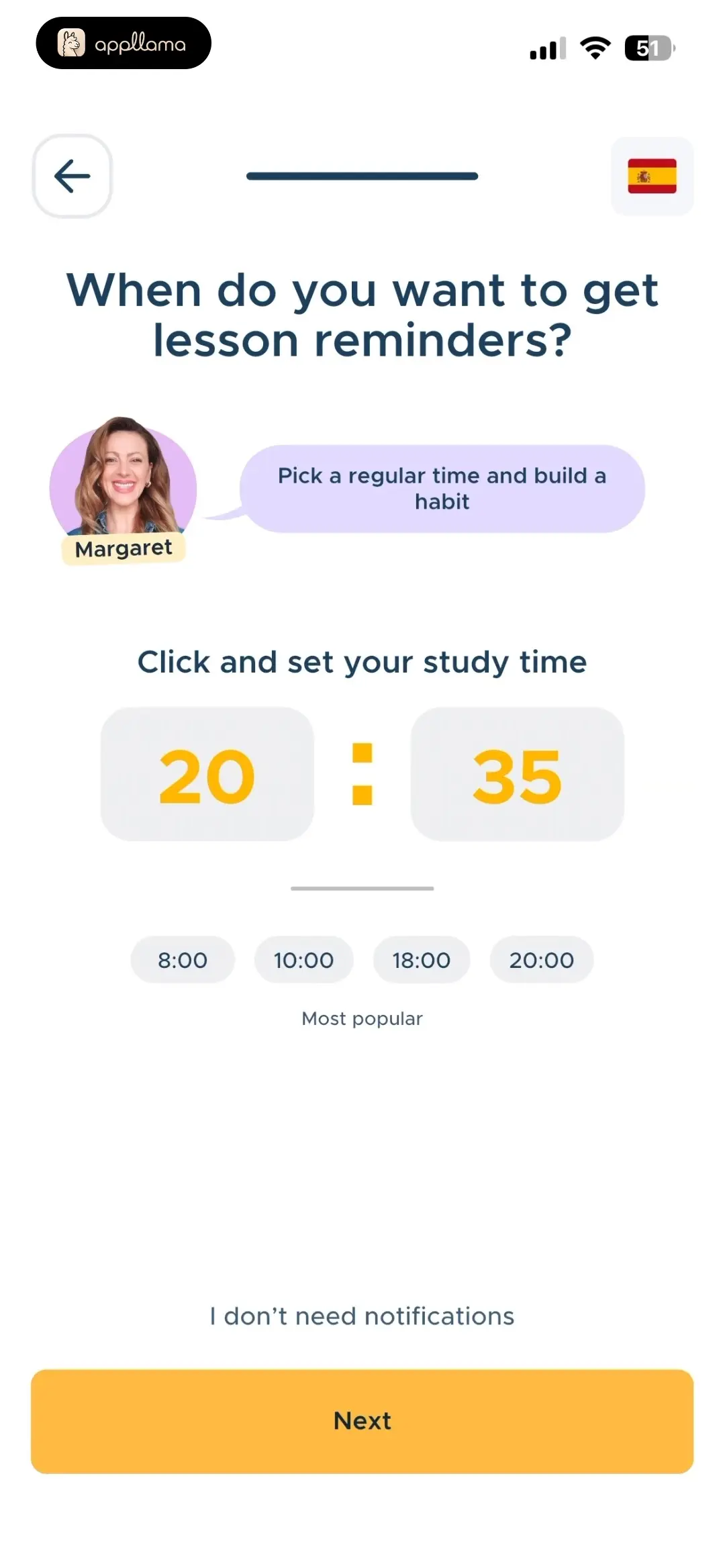 Lesson Reminder Time