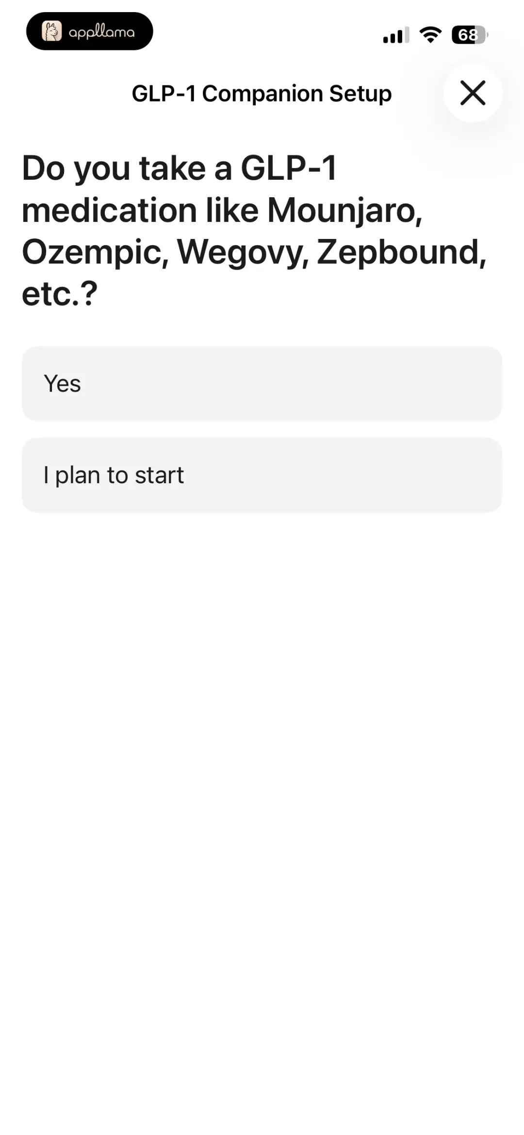 Health Goal Question