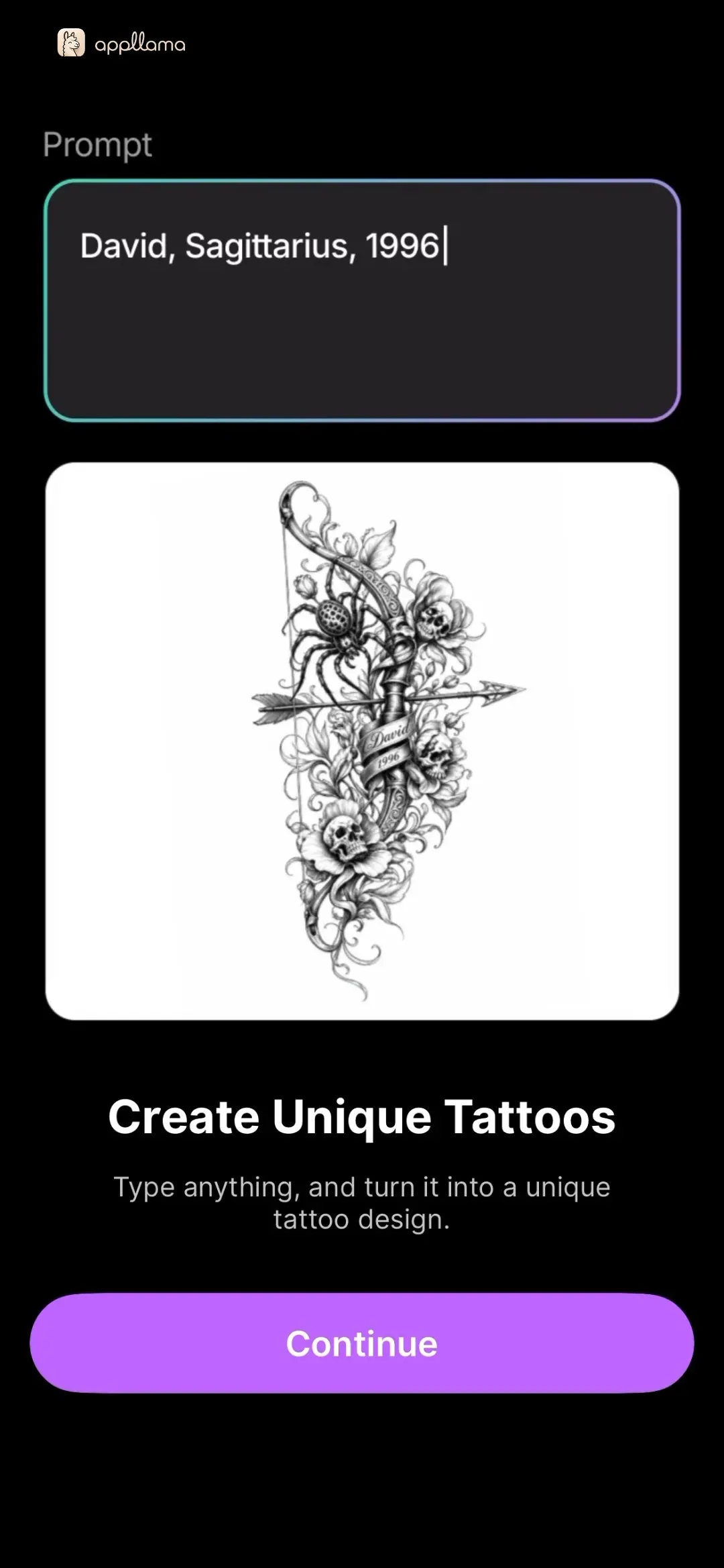 Tattoo Prompt Entry