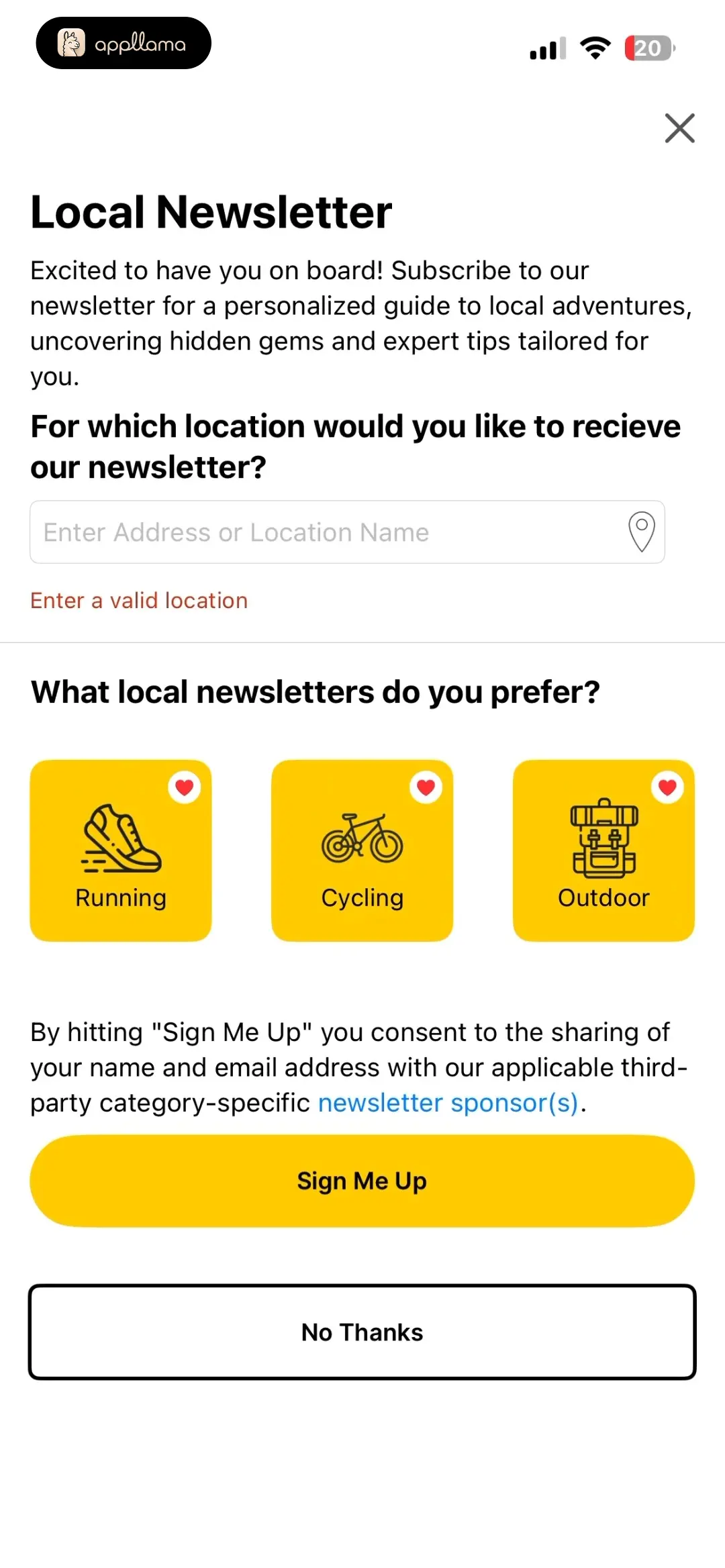 Local Newsletter Signup